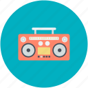 boombox, cassette player, cassette recorder, radio stereo, stereo