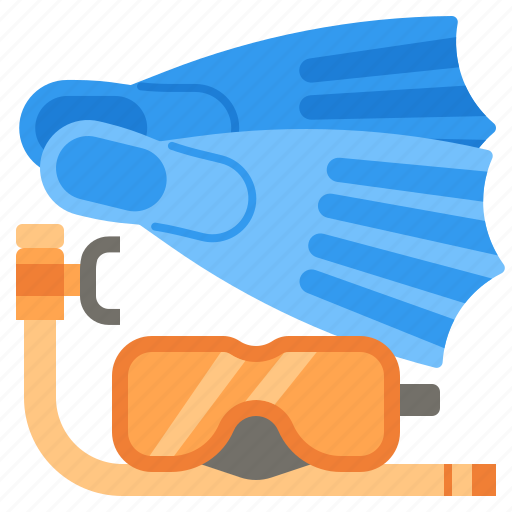 Diving, equipment, flippers, scuba, fins, goggles, snorkel icon - Download on Iconfinder