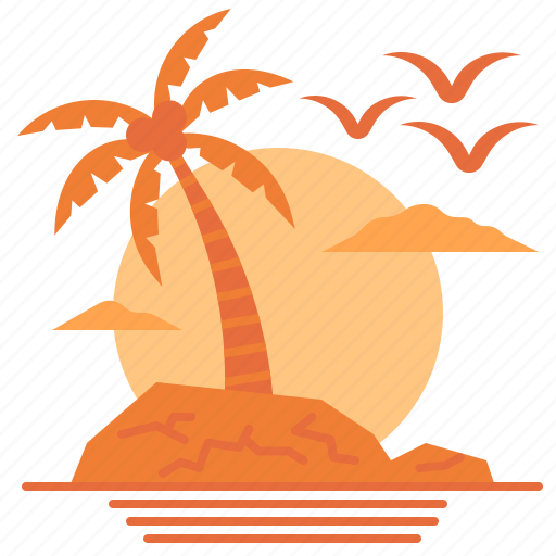 Sunset, beach, summer, palm, tree, sea, ocean icon - Download on Iconfinder