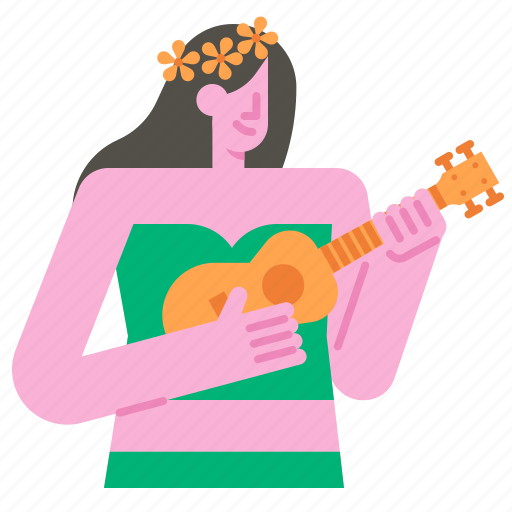 Ukulele, hawaii, guitar, music, women, summer, beach icon - Download on Iconfinder