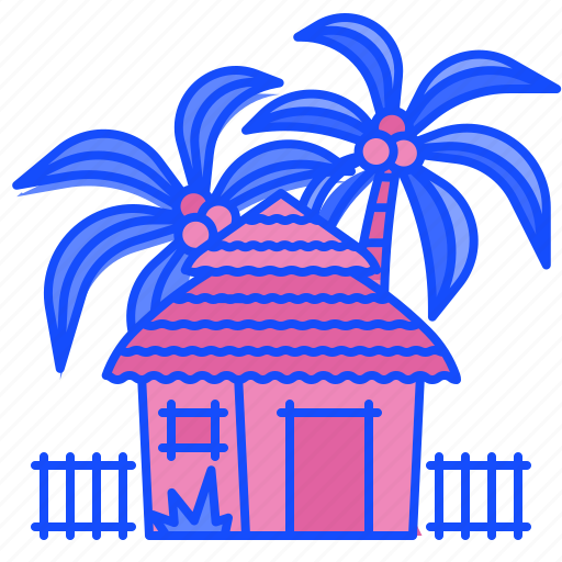 Bungalow, home, holidays, hut, palm, tree, house icon - Download on Iconfinder