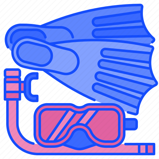 Diving, equipment, flippers, scuba, fins, goggles, snorkel icon - Download on Iconfinder