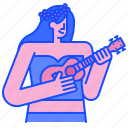 ukulele, hawaii, guitar, music, women, summer, beach