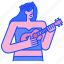 ukulele, hawaii, guitar, music, women, summer, beach 