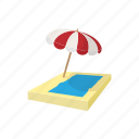 beach, cartoon, mat, sea, summer, sun, umbrella