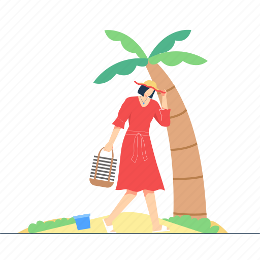 Summer, women, travel, holiday, vacation, beach, ocean illustration - Download on Iconfinder