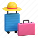 traveller, luggage, summer, beach, holiday, illustration, travel 