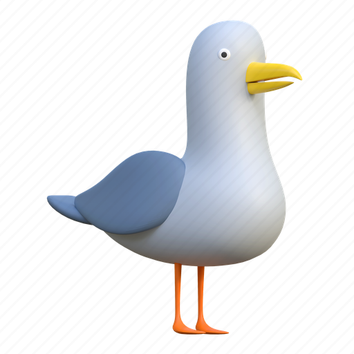 Seagull, bird, summer, beach, holiday, illustration, animal 3D illustration - Download on Iconfinder