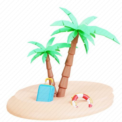 Summer, holiday, sunshine, tropical, sun, lifebuoy, bikini 3D illustration - Download on Iconfinder