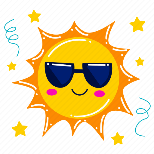 Sun, sunny, tan, sunrise, summer, summertime, holiday sticker - Download on Iconfinder