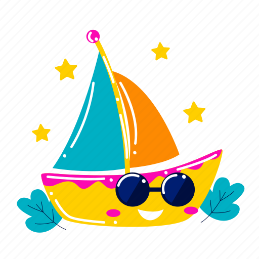 Boat, sailing, yacht, sailboat, summer, summertime, holiday sticker - Download on Iconfinder
