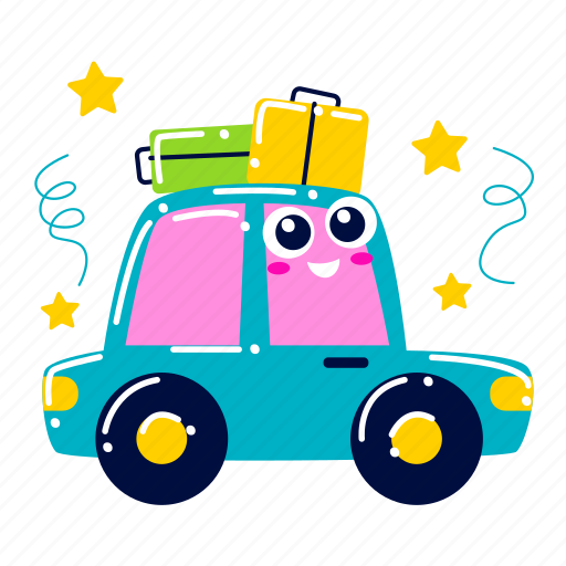 Car, vehicle, transportation, transport, summer, summertime, holiday sticker - Download on Iconfinder