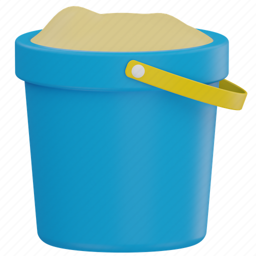 Sand bucket, beach sand, summer, bucket, sand, beach, shovel 3D illustration - Download on Iconfinder
