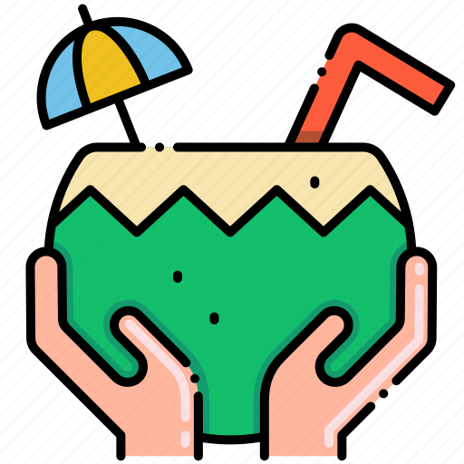 Coconut, mini umbrella, vacation icon - Download on Iconfinder