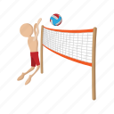 ball, cartoon, playing, silhouette, sport, volley, volleyball