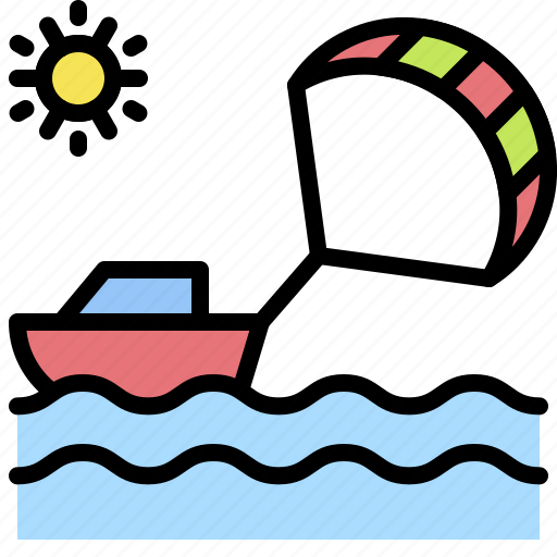 Boat, parakiting, parasailing, parascending, summer icon - Download on Iconfinder