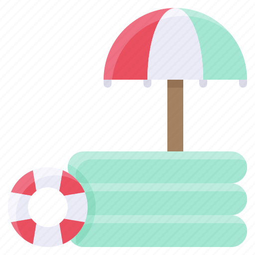 Inflatable pool, rubber pool, summer, swim ring, umbrella icon - Download on Iconfinder