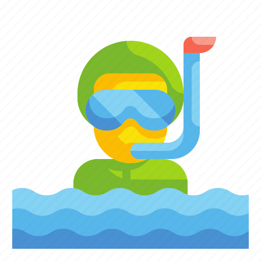 Dive, goggles, man, sea, snorkel, summertime, travel icon - Download on Iconfinder