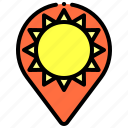 map, pin, sun, weather