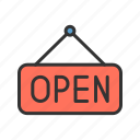 open sign, 24 hours, clock, hours, service, business, support, time