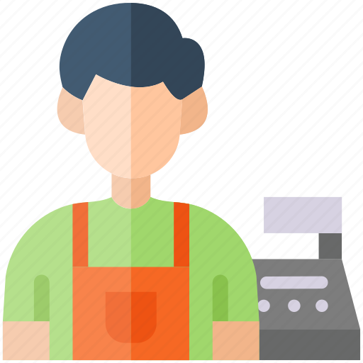 Cashier, man, seller, machine, supermarket icon - Download on Iconfinder
