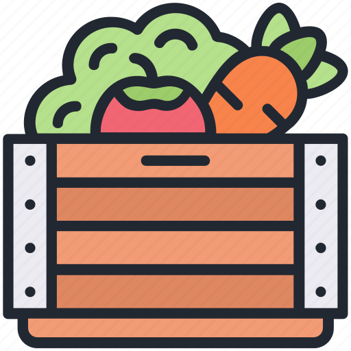 Vegetable, box, vegetable box, basket, fruit, harvest, fresh icon - Download on Iconfinder