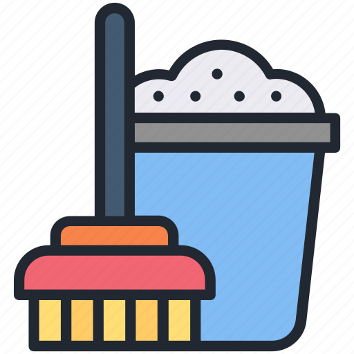 Cleaning, tool, clean, equipment, broom, bucket icon - Download on Iconfinder