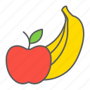 fruits, supermarket, banana, fruit, department, apple, product