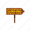 arrow, board, direction, post, surfboard, surfing, word 