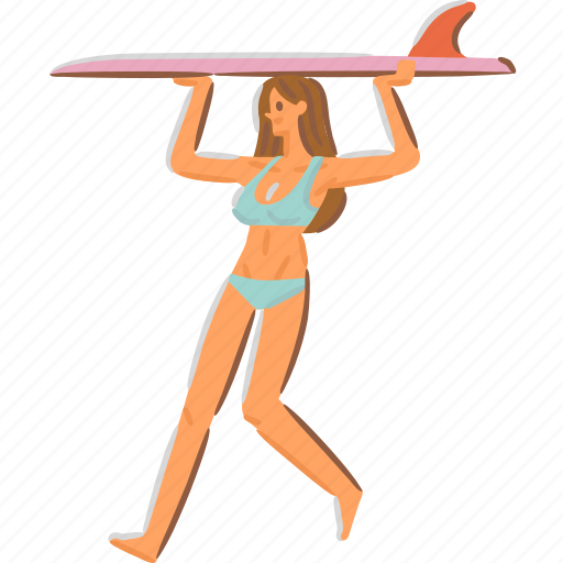 Surfing, surfboard, carry, run, girl icon - Download on Iconfinder