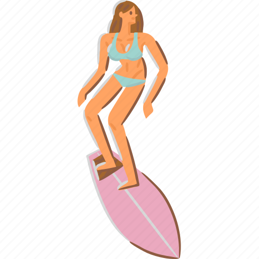 Surfing, surfer, girl, bikini, woman icon - Download on Iconfinder
