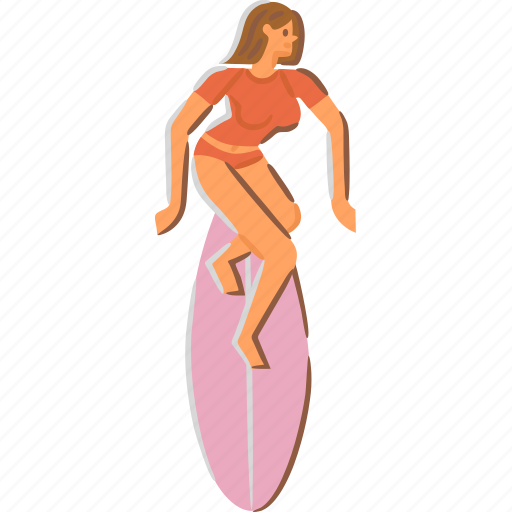 Surfing, turn, cutback, shortboard, girl icon - Download on Iconfinder
