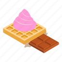 isometric, object, sign, pastrycomposition