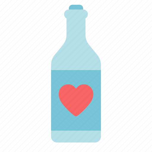 Bottle, wine, heart, sticker, valentine icon - Download on Iconfinder