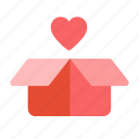 box, gift, present, heart, love, valentine
