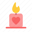candle, fire, light, heart, love, valentine
