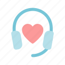 headphones, love, call, center, support, romantic, music