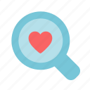 loupe, search, magnifying, glass, zoom, heart, lovefavorite