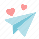 send, paper, plane, message, mail, heart, love, valentine