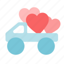 truck, delivery, sheep, heart, love, valentine
