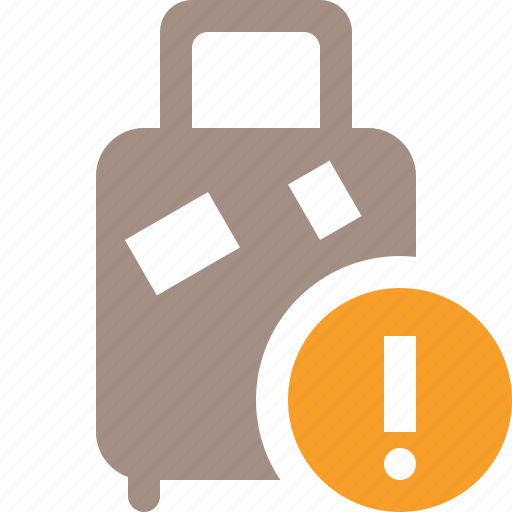 Bag, baggage, luggage, suitcase, travel, vacation, warning icon - Download on Iconfinder