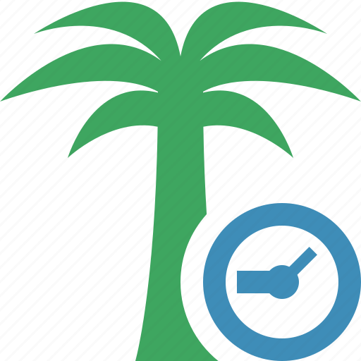 Clock, palmtree, travel, tree, tropical, vacation icon - Download on Iconfinder