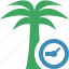 clock, palmtree, travel, tree, tropical, vacation 