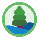pinetree, nature, badge, tree, weather, winter