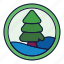 pinetree, nature, badge, tree, weather, winter 