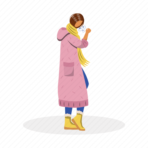 Woman, cough, flu, influenza, bronchitis illustration - Download on Iconfinder