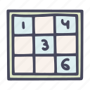 table, game, sudoku, logic, puzzle, exercise, leisure, number, brain