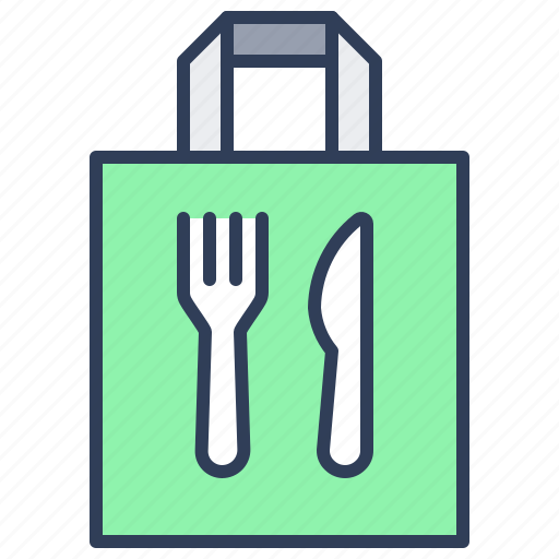 Bag, fork, delivery, paper, food, takeout icon - Download on Iconfinder