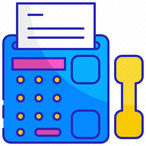 Blue, fax, machine, paper, phone, print, technology icon - Download on Iconfinder