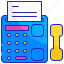 blue, fax, machine, paper, phone, print, technology 